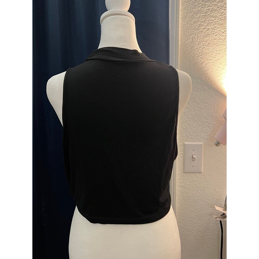 Women's Black Mock Neck Sleeveless Crop Top Black tank top shein women’s XL - Picture 4 of 5